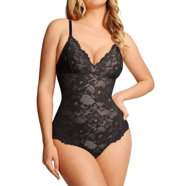 SensualFits™ Lace V-Neck Full Bodysuit - Image 9