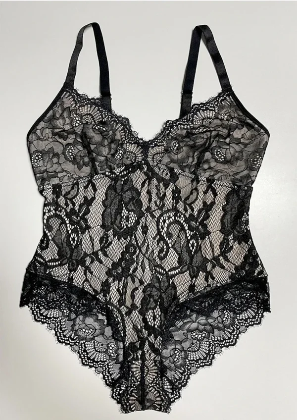 SensualFits™ Lace V-Neck Full Bodysuit - Image 6